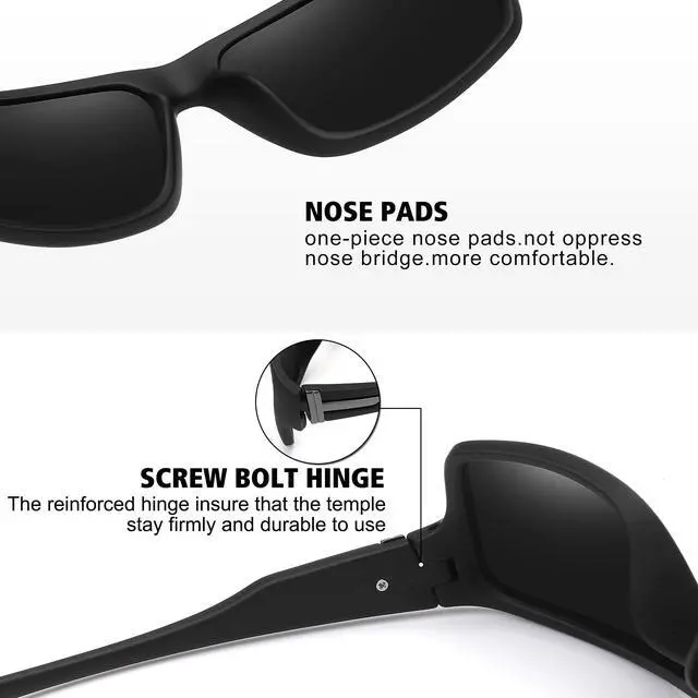 Alt view image 4 of 7 - Polarized Sports Sunglasses for Men Women Unbreakable Frame Cycling Fishing Driving Black+Blue Mirror 2Pack