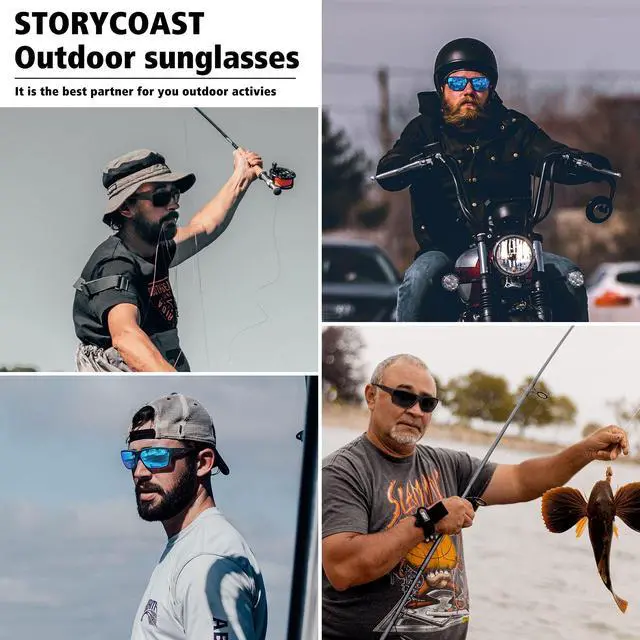 Alt view image 6 of 7 - Polarized Sports Sunglasses for Men Women Unbreakable Frame Cycling Fishing Driving Black+Blue Mirror 2Pack