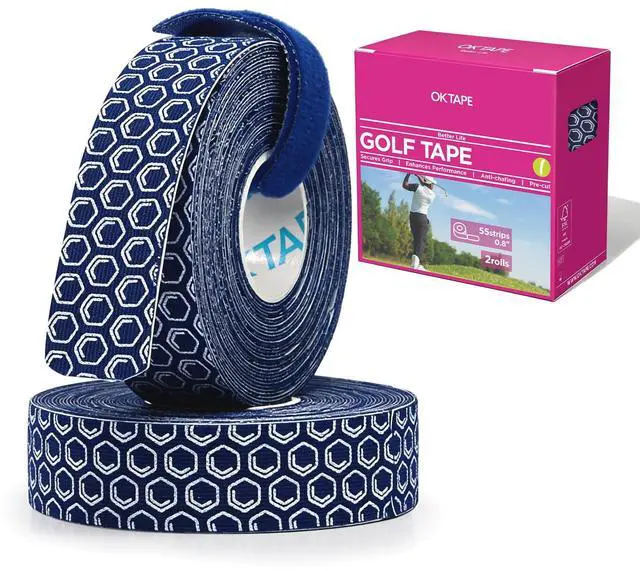 Main image of Golf Tape for Fingers, 110 Strips, Elastic Athletic Finger Tape for Golf, Tennis, Blister Prevention Tape, Flexible, Sweatproof, Synthetic Fiber, Pre-Cut (2 Rolls, Blue)
