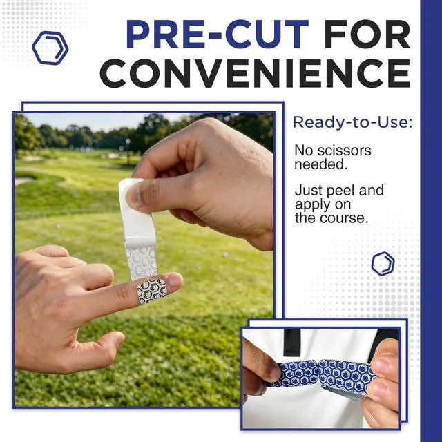 Alt view image 2 of 6 - Golf Tape for Fingers, 110 Strips, Elastic Athletic Finger Tape for Golf, Tennis, Blister Prevention Tape, Flexible, Sweatproof, Synthetic Fiber, Pre-Cut (2 Rolls, Blue)