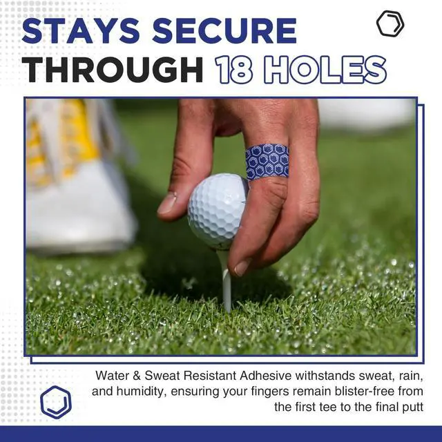 Alt view image 5 of 6 - Golf Tape for Fingers, 110 Strips, Elastic Athletic Finger Tape for Golf, Tennis, Blister Prevention Tape, Flexible, Sweatproof, Synthetic Fiber, Pre-Cut (2 Rolls, Blue)