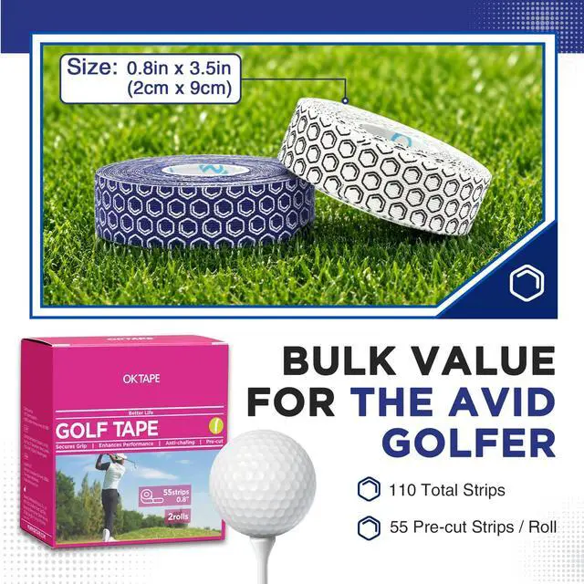 Alt view image 6 of 6 - Golf Tape for Fingers, 110 Strips, Elastic Athletic Finger Tape for Golf, Tennis, Blister Prevention Tape, Flexible, Sweatproof, Synthetic Fiber, Pre-Cut (2 Rolls, Blue)