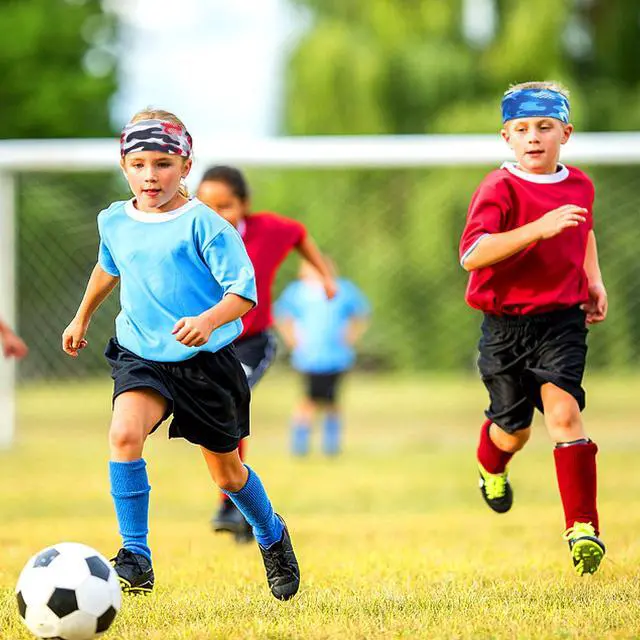 Alt view image 5 of 7 - 6Pcs Breathable Kids Sweat Bands for Ages 4~10 Boys Girls - Wicking Head Bands, Sports Accessories Gifts for Football Soccer Basketball Baseball Running Cycling, Camo