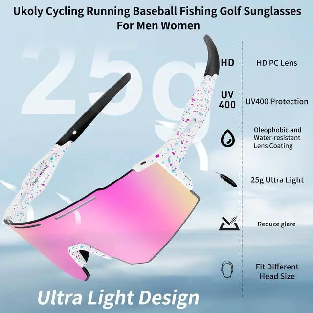 Alt view image 2 of 7 - Sport Sunglasses for Men and Women,HD PC Lens UV400 Protection | Sun Glasses for Running Cycling Baseball Fishing Golf Hiking,Non-slip Rubber Legs Lightweight Design
