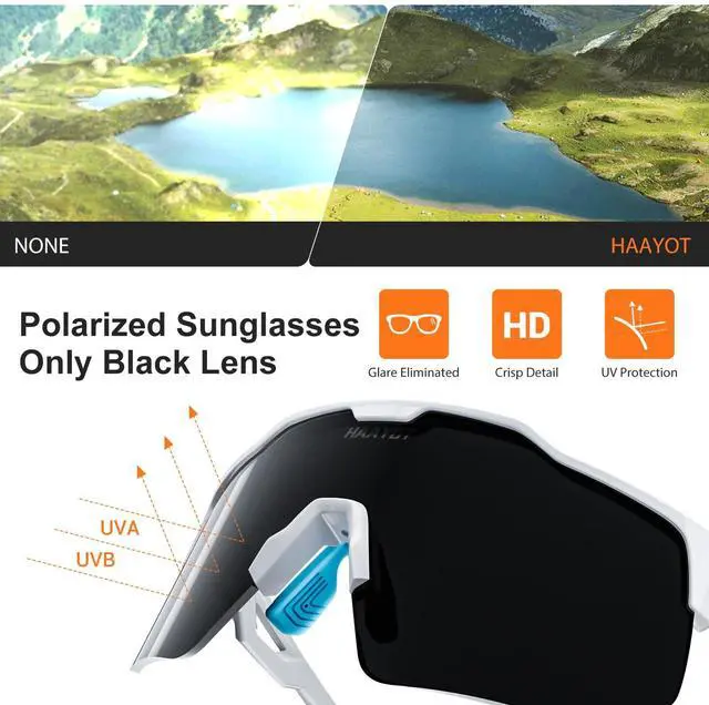 Alt view image 5 of 7 - Polarized Sports Sunglasses for Men Women Youth Baseball Cycling Running Softball Biking Glasses 5 Lenses Bright White Sky Blue