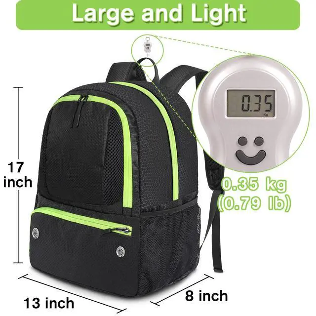 Alt view image 2 of 7 - Soccer Backpack, Lightweight Water Resistant Sport Equipment Bag with Ball Compartment for Basketball, Volleyball, Football, Training and Match