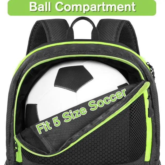 Alt view image 3 of 7 - Soccer Backpack, Lightweight Water Resistant Sport Equipment Bag with Ball Compartment for Basketball, Volleyball, Football, Training and Match