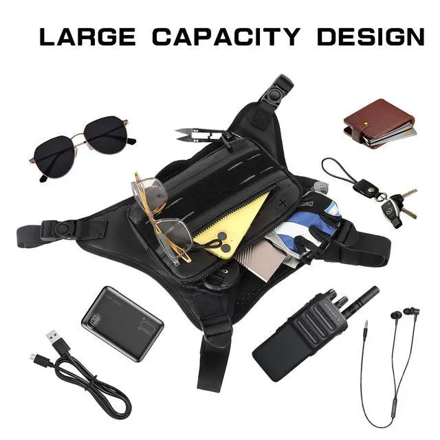 Alt view image 3 of 7 - Sports Chest Bag For Men Women, Running Vest Bag With Built,Phone Holder For Workouts&Ski&Cycling&Hiking,Motorcycle Accessories