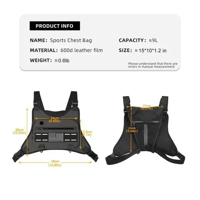 Alt view image 4 of 7 - Sports Chest Bag For Men Women, Running Vest Bag With Built,Phone Holder For Workouts&Ski&Cycling&Hiking,Motorcycle Accessories