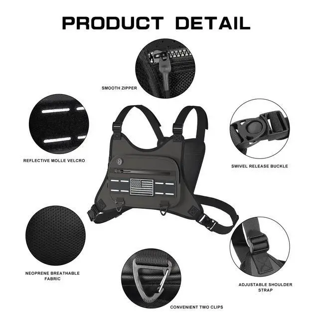 Alt view image 5 of 7 - Sports Chest Bag For Men Women, Running Vest Bag With Built,Phone Holder For Workouts&Ski&Cycling&Hiking,Motorcycle Accessories