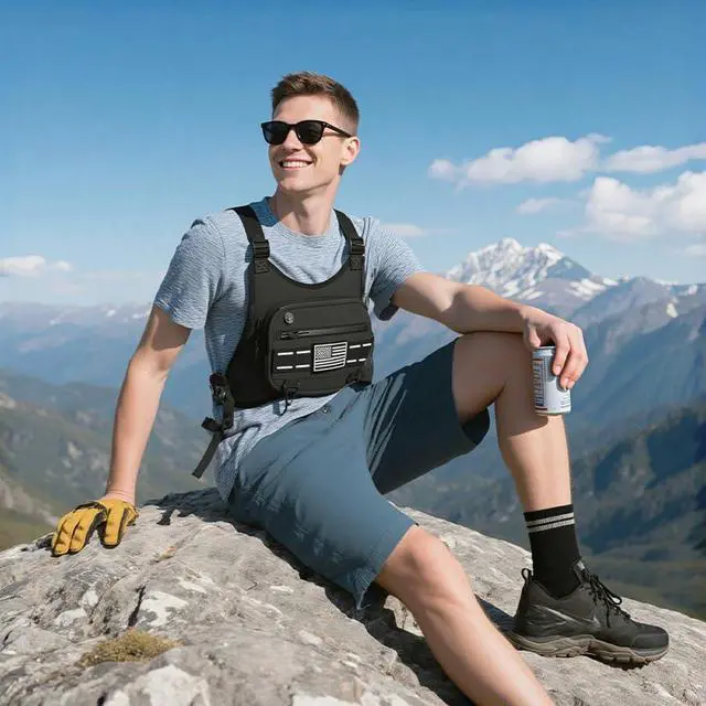 Alt view image 7 of 7 - Sports Chest Bag For Men Women, Running Vest Bag With Built,Phone Holder For Workouts&Ski&Cycling&Hiking,Motorcycle Accessories