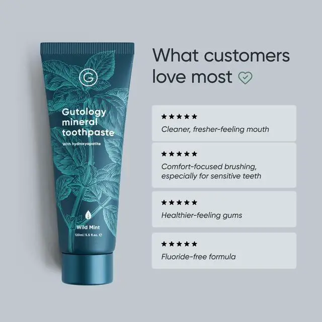 Alt view image 4 of 6 - Natural Probiotic Hydroxyapatite Toothpaste 5.5 Fl Oz Fluroide Free Toothpaste Remineralising Suitable for Adults & Children Helps Sensitive Teeth and Whitening Wild Mint Flavour