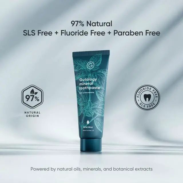 Alt view image 5 of 6 - Natural Probiotic Hydroxyapatite Toothpaste 5.5 Fl Oz Fluroide Free Toothpaste Remineralising Suitable for Adults & Children Helps Sensitive Teeth and Whitening Wild Mint Flavour