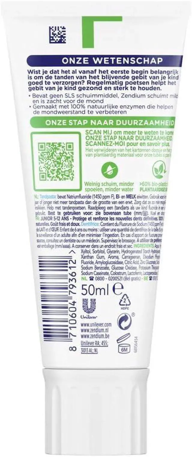 Alt view image 2 of 3 - ZendiumToothpaste Junior 5-12 Years, 50 ml, for Daily Care, Strengthening Enamel and Fresh Breath, SLS Free
