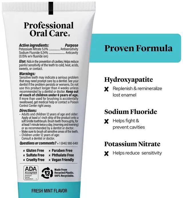 Alt view image 7 of 7 - Professional Enamel Rebuilding Toothpaste - 2 Pack - Remineralizing Nano Hydroxyapatite Toothpaste with Sodium Fluoride, ADA Approved, Vegan, 2 x 4.2oz