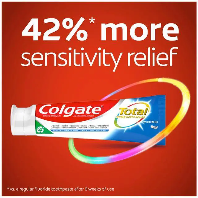 Alt view image 2 of 7 - Total Teeth Whitening Toothpaste, 10 Benefits Including Sensitivity Relief ,Whitening Mint, 4.8 oz ( Pack of 4 )