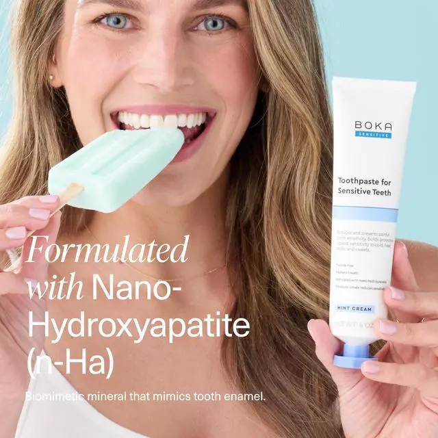 Alt view image 6 of 7 - Sensitive Toothpaste - Fluoride Free Nano Hydroxyapatite Toothpaste | Sensitive Teeth Relief - Potassium Nitrate for Tooth Sensitivity and Protection for Adults - Mint Coconut Cream - 4 Oz, 1PK