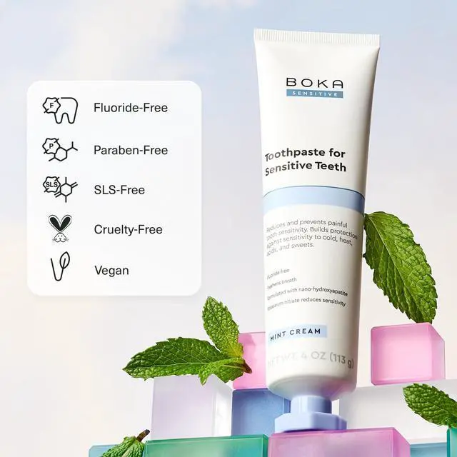 Alt view image 7 of 7 - Sensitive Toothpaste - Fluoride Free Nano Hydroxyapatite Toothpaste | Sensitive Teeth Relief - Potassium Nitrate for Tooth Sensitivity and Protection for Adults - Mint Coconut Cream - 4 Oz, 1PK