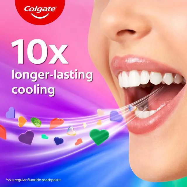 Alt view image 5 of 7 - MaxFresh Rainbow Fresh Gel Toothpaste, with Heart Shaped Cooling Crystals, Triple Mint Flavour, and Ultrafreeze Technology for Intense Freshness, Vegan, Gluten-Free 100g/3.5oz