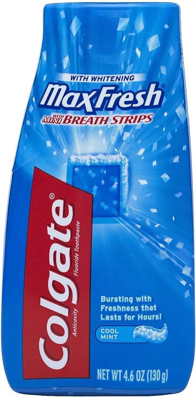 Main image of Max Fresh Liquid Toothpaste with Mini Breath Strips, Cool Mint, 4.6 oz, Blue