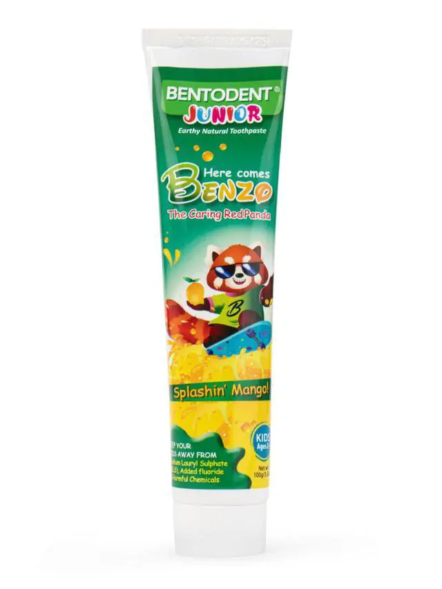 Alt view image 3 of 6 - Fluoride Free Kids Toothpaste - Natural Calcium Bentonite Clay Toothpaste - SLS Free, Fresh Breath, Plaque Removal by Brushing (Mango)