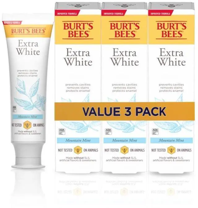 Main image of Extra White Toothpaste, Fluoride Toothpaste, Natural Flavor, Mountain Mint, 4.7 oz, Pack of 3