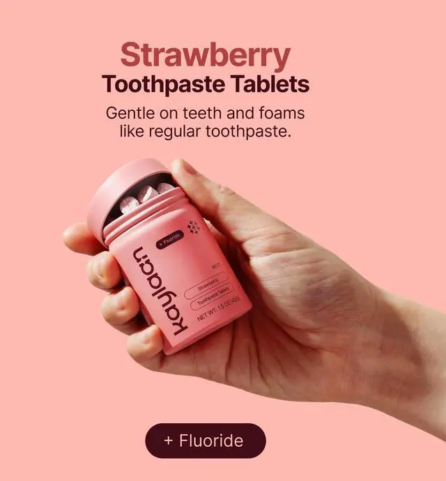 Alt view image 2 of 6 - Strawberry Toothpaste Tablets with Fluoride - for Adults, Toddlers, and Kids Toothpaste Teeth Whitening Travel Sensitive SLS Free Childrens Kid Oral Care - 90 Count