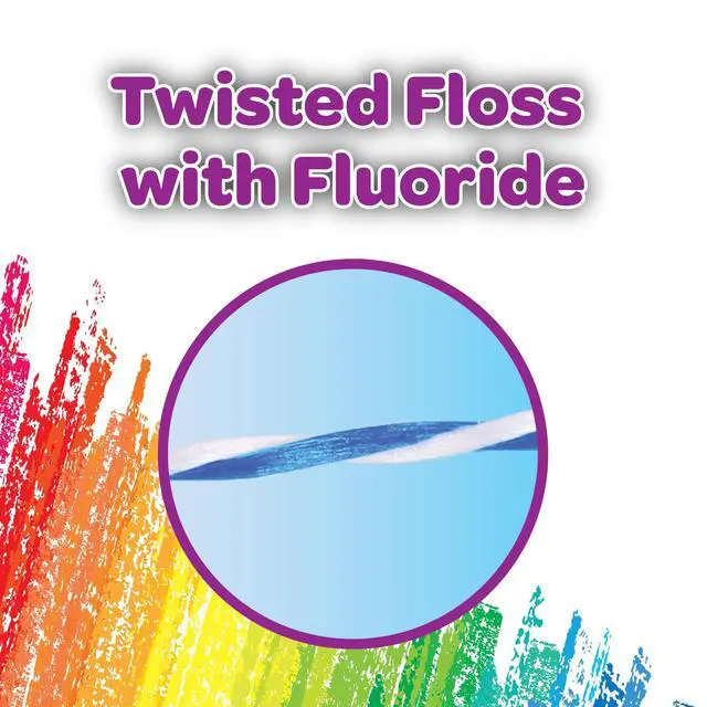 Alt view image 3 of 7 - Crayola Twistables Kids Flossers with Fluoride, Designed for Little Hands, Three Fun Fruit Flavors, Easy-to-Use Dental Floss Picks for Children Ages 3+, 90 Count (Pack of 4)