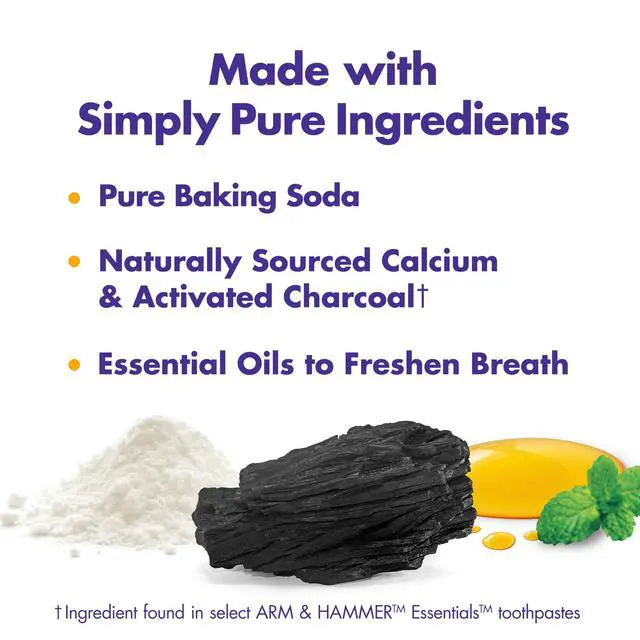 Alt view image 2 of 7 - Essentials Fluoride-Free Toothpaste, Whitening + Activated Charcoal Toothpaste, 4 Pack of 4.3oz Tubes, Clean Mint, 100% Natural Baking Soda