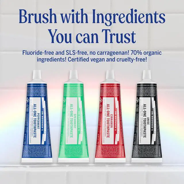 Alt view image 6 of 7 - All-One Toothpaste Peppermint, 5 oz, 1-Pack Fluoride-Free Toothpaste for Adults, SLS-Free, 70% Organic & Natural Ingredients, Vegan, Helps Freshen Breath, Reduce Plaque, Whiten Teeth