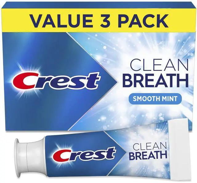 Main image of Toothpaste Clean Breath Smooth Mint 3.3oz Pack of 3 Neutralizes Bad Breath, Antibacterial Protection, Fights Cavities, Freshens Breath, Gently Whitens