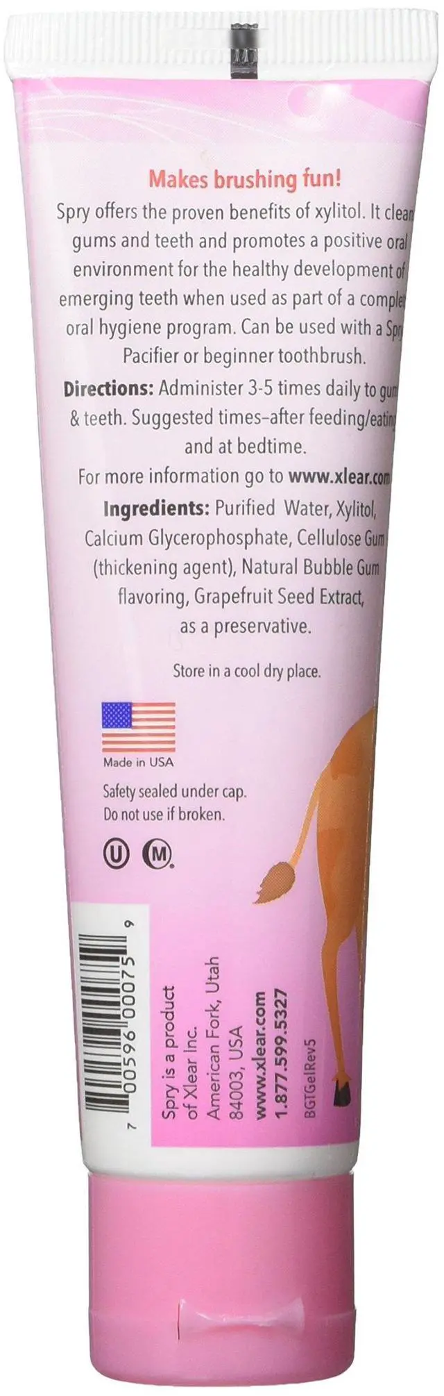 Alt view image 2 of 2 - Natural Xylitol Toothpaste for Baby, Toddler and Kids Age 3 Months and Up - Fluoride Free Tooth Gel, Tasty, Support Development of Emerging Teeth, Bubble Gum 2 Fl Oz (Pack of 3)