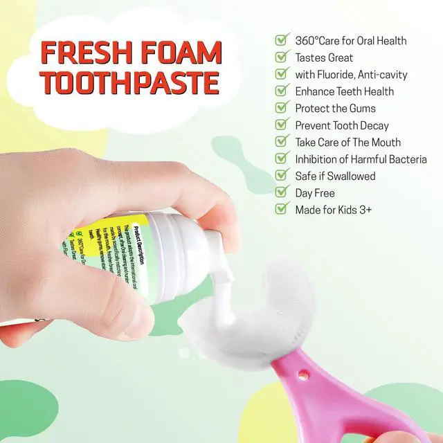 Alt view image 7 of 7 - Foam Toothpaste Kids, Toddler Toothpaste with Low Fluoride, Kids Toothpaste, Foam Toothpaste for Children Ages 3 Plus (2PCS, Watermelon+Strawberry)