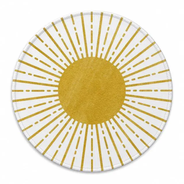 Main image of Boho Yellow Round Mouse Pad,Sun Sunset Sunshine Small Mousepad,Non-Slip Rubber Base Mouse Pads for Wireless Mouse,7.9x7.9 Inches