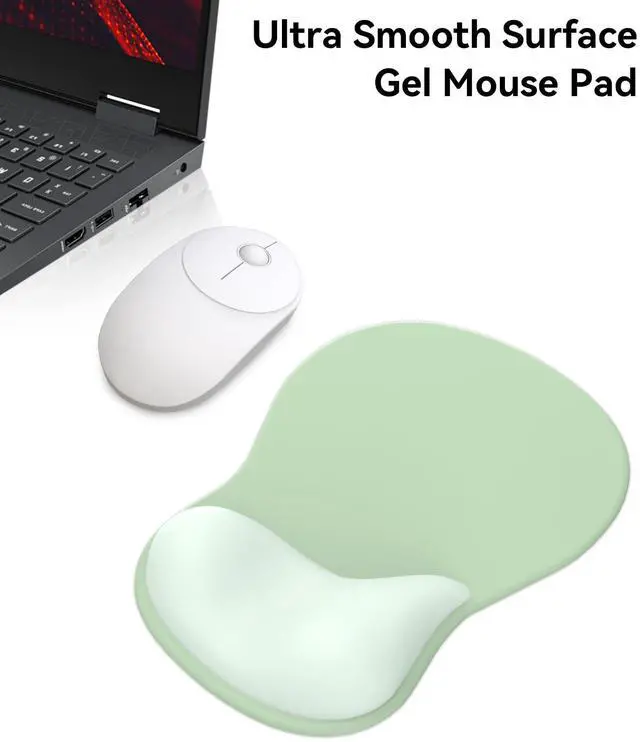 Alt view image 7 of 7 - Mouse Pad with Gel Wrist Rest, Ergonomic Comfortable Computer Wrist Support for Laptop, Pain Relief Mousepad with Non-Slip PU Base for Office & Home (Green)
