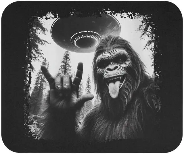 Main image of Sasquatch Bigfoot Selfie with UFO Funny Graphic Mouse Pad Humor Work Gifts for Coworker Mousepad Women Men Office Mouse Pads Gift for Him Funny Office Sarcastic Dad Joke Sarcasm Humoristic
