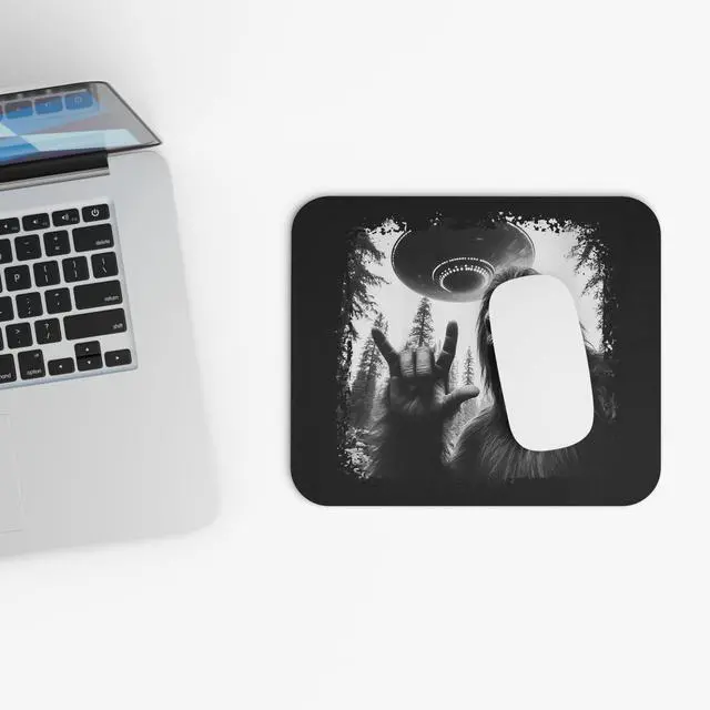 Alt view image 3 of 7 - Sasquatch Bigfoot Selfie with UFO Funny Graphic Mouse Pad Humor Work Gifts for Coworker Mousepad Women Men Office Mouse Pads Gift for Him Funny Office Sarcastic Dad Joke Sarcasm Humoristic