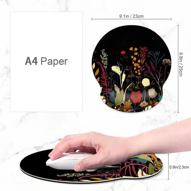 Alt view image 2 of 7 - Ergonomic Mouse Pad with Wrist Support Wrist Rest Smooth Surface Non-Slip Rubber Base Comfortable Office Supplies Pain Relief, 9.8 x 9.1 inches, Pretty Flowers Plants