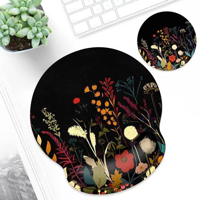 Alt view image 6 of 7 - Ergonomic Mouse Pad with Wrist Support Wrist Rest Smooth Surface Non-Slip Rubber Base Comfortable Office Supplies Pain Relief, 9.8 x 9.1 inches, Pretty Flowers Plants