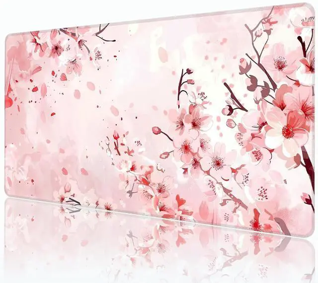 Main image of Pink Cherry Blossom Mouse Pad,XXL 35.4"x15.7" Big Gaming Mousepad,Japanese Sakura Large Extended Mouse Mat,Non-Slip Rubber Base Waterproof with Stitched Edges for Gaming Office Home