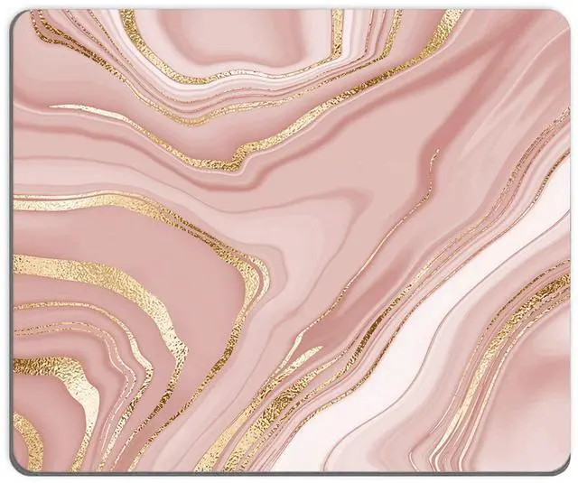 Main image of Mouse Pad, Square Mousepad, Personalized Premium-Textured, Non-Slip Rubber Base Mouse Mat, Waterproof Gaming Mouse Pad for Wireless Mouse, Computers, Laptop, Office, Home (Rose Gold Marble)