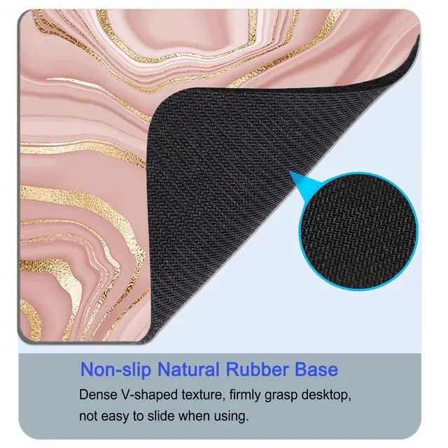 Alt view image 4 of 7 - Mouse Pad, Square Mousepad, Personalized Premium-Textured, Non-Slip Rubber Base Mouse Mat, Waterproof Gaming Mouse Pad for Wireless Mouse, Computers, Laptop, Office, Home (Rose Gold Marble)