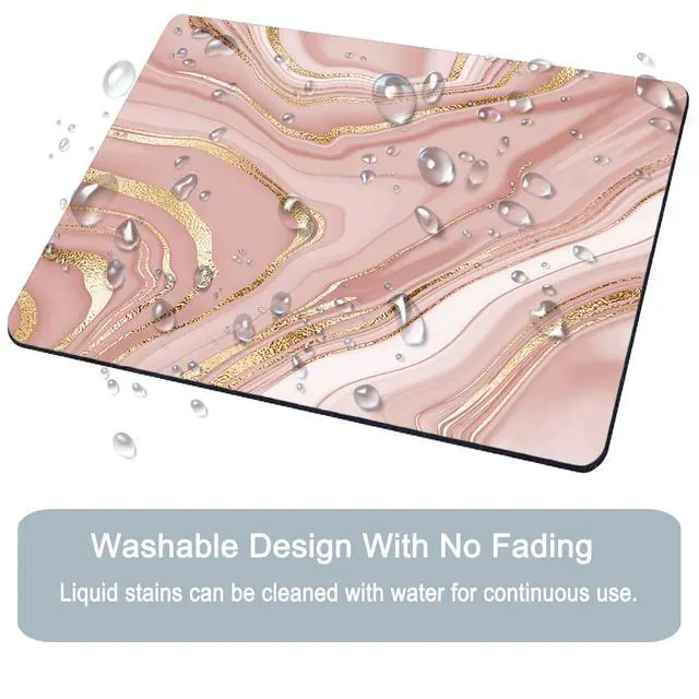 Alt view image 5 of 7 - Mouse Pad, Square Mousepad, Personalized Premium-Textured, Non-Slip Rubber Base Mouse Mat, Waterproof Gaming Mouse Pad for Wireless Mouse, Computers, Laptop, Office, Home (Rose Gold Marble)