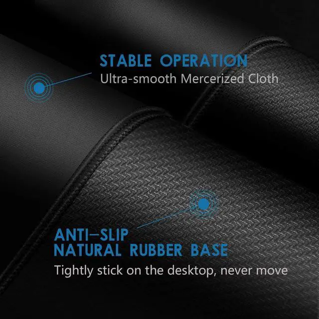 Alt view image 4 of 7 - 35% Larger Gaming Mouse Pad 12x10x1/8. Delicate Stitched Edges & Non-Slip Natural Rubber Base, Premium-Textured & Waterproof Mousepad, Mouse Mat for Computer, Laptop, PC, Office & Home, Black