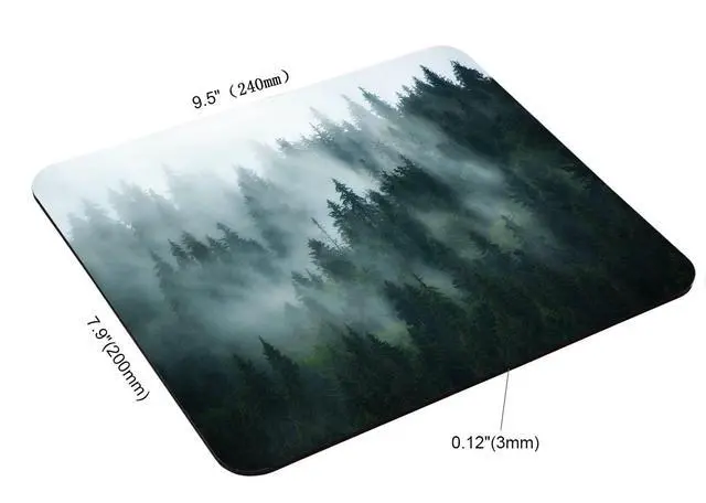 Alt view image 2 of 5 - Misty Forest Mouse Pad,Nature Pine Trees Scenic Foggy Mountain Cool Woodsy Landscape Woodland Customized Non-Slip Rubber Base Mousepads, Computer Mouse Pads for Wireless Mouse 9.5×7.9×0.12 inches