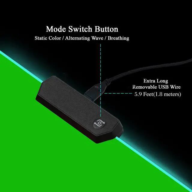 Alt view image 3 of 7 - RGB Gaming Mouse Pad - XXL LED Gaming Mouse Mat with Custom Design Stitched Edges (31.5 x 11.8 Inch, Green Screen)