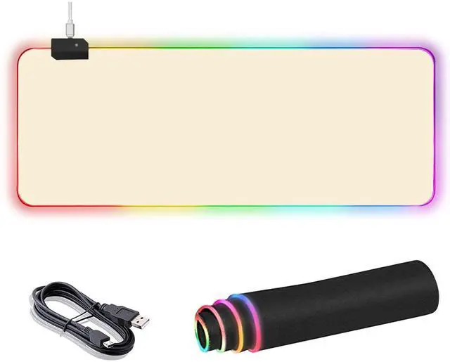 Main image of RGB Large Gaming Mouse Pad, Extended Mouse Pad with 14 Lighting Modes, Superior Micro-Weave Cloth, Non-Slip Base, 800 x 300mm / 31.5 × 11.8 in (Milk Tea)