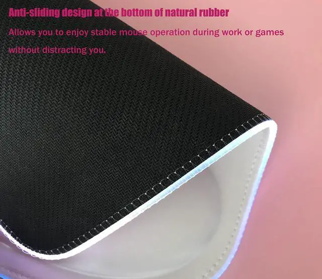 Alt view image 6 of 7 - RGB LED Wrist Support Mouse Pad with 13 Lighting Modes, Anti-Slip Rubber Base, Pain Relief Ergonomic Gaming/Office/Home Mouse Pad, 11.8 x 8.5 in (White)