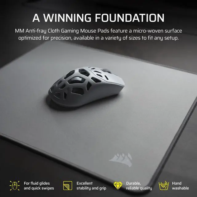 Alt view image 2 of 7 - MM Anti-Fray Cloth Gaming Mouse Pad XXL (930 x 400mm), Precision Micro-Woven Surface, Non-Slip Natural Rubber Base, Stitched Edges Gray