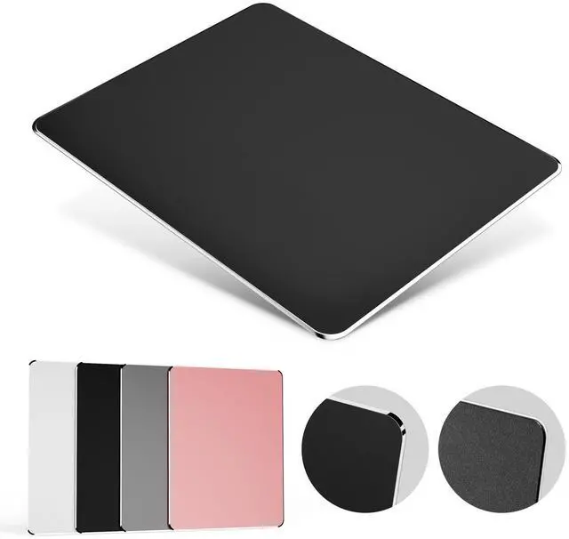Main image of Hard Metal Mouse Pad for Desk, Aluminum Solid Mouse Pad for Magic Mouse and Pro/Air with Stable Rubber Base, Firm Mousepad for Travel and Home Office (Black)